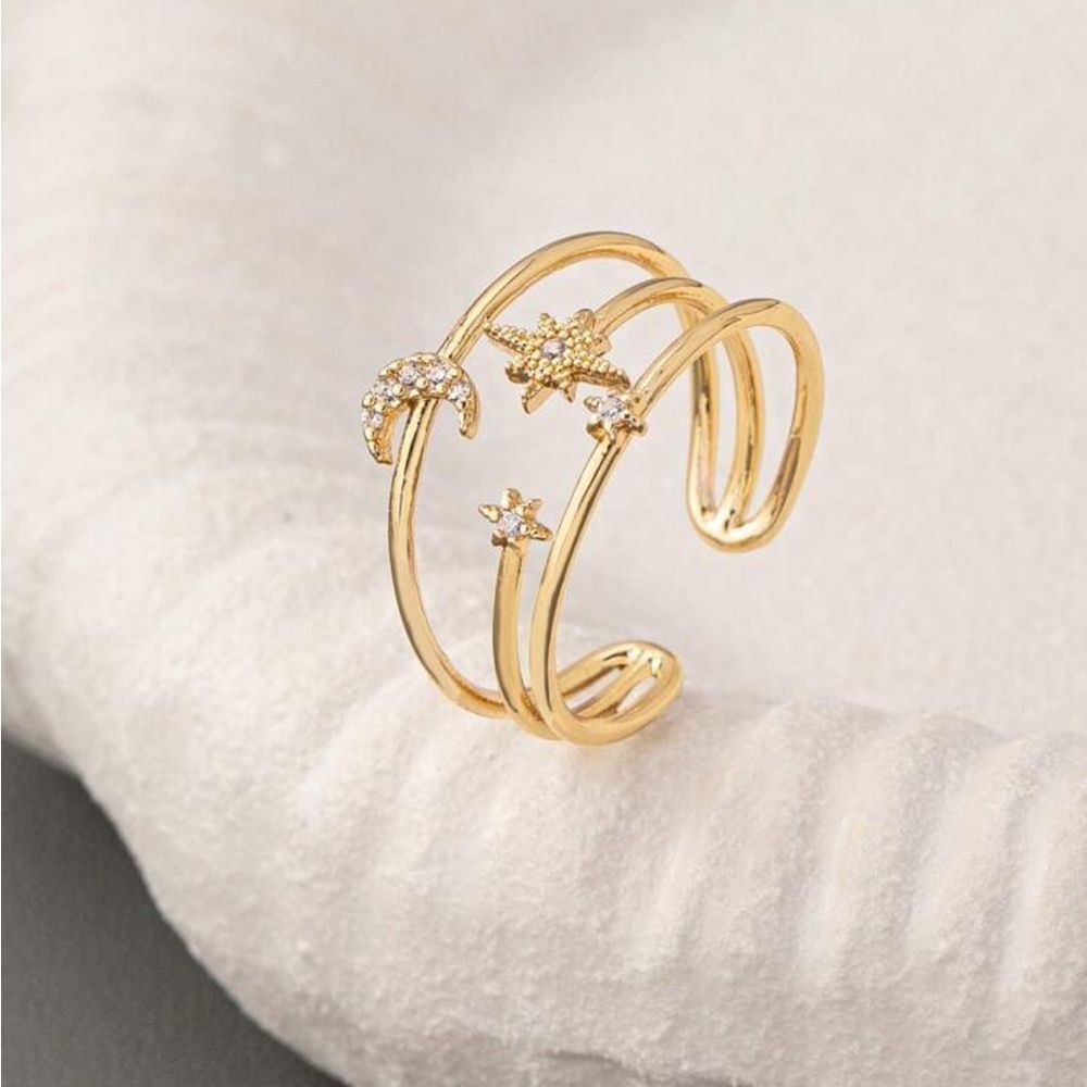 Gold Star and Moon Ring R219 - Picture 2 of 2